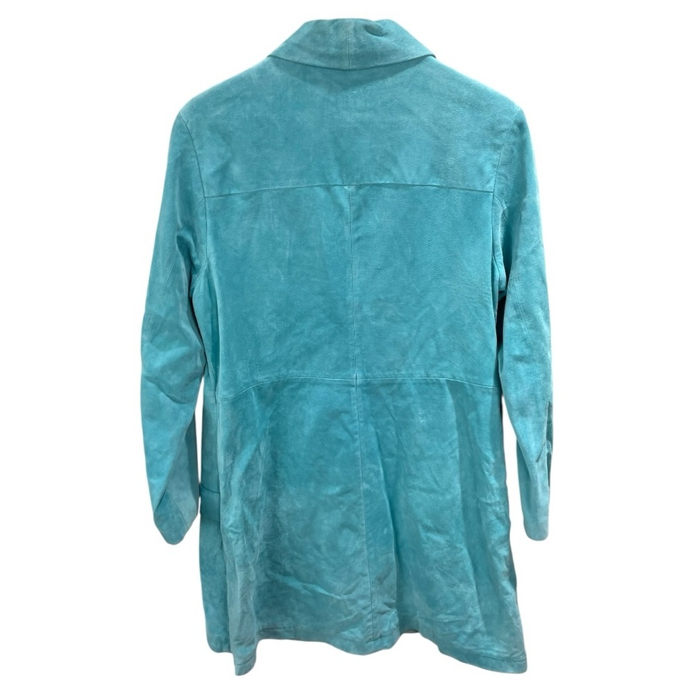 ** Danier Genuine Suede Aqua Blue Longline Blazer Jacket Size M - Picture 3 of 9